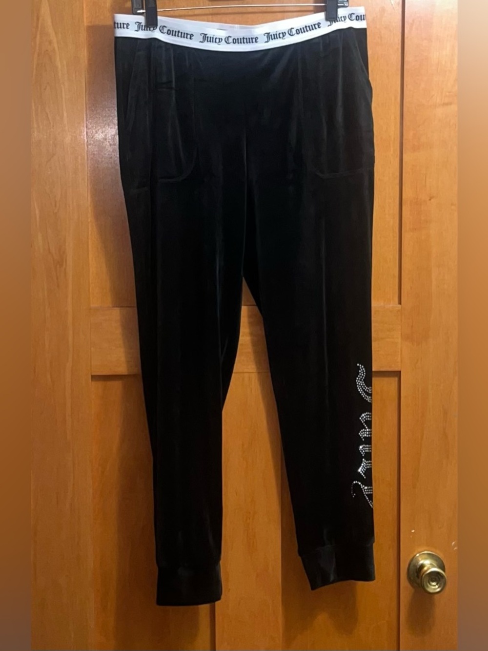Juicy Couture Vintage Y2K Black Velour Bling Women’s Lounge Sweatpants Large